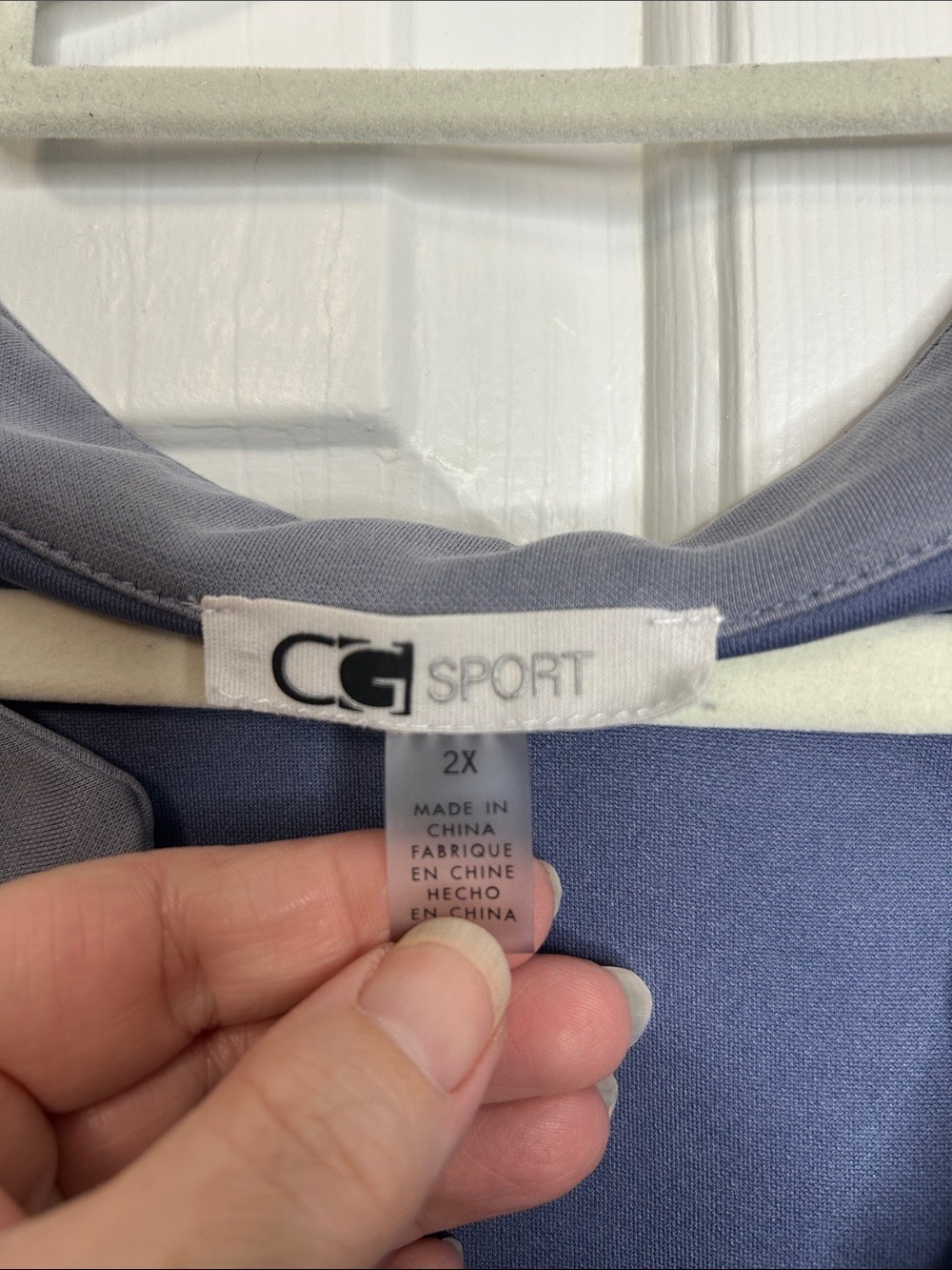 CG Sport Relaxed V-Neck Short Sleeve Blouse in Dusty Blue Gray - Picture 2 of 5